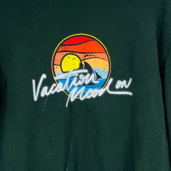 Baleno Sweatshirt Vacation On Mood Graphic Green Small Women Pullover Crewneck - Picture 3 of 4